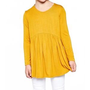 NEW GTOG KIDS girl's solid baby doll top in mustard